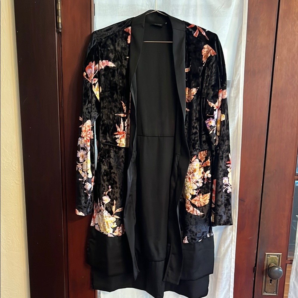 Floral Velvet Open Blazer Kimono